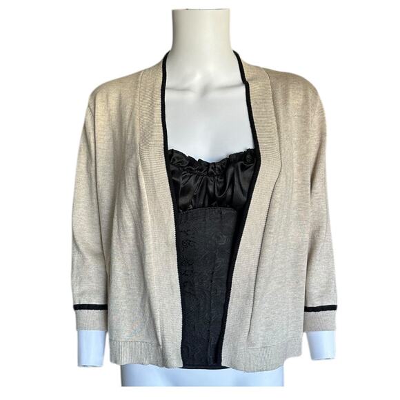 Seven Manor NYC beige open-front sweater with 3/4 length sleeves small cardigan - Picture 2 of 10